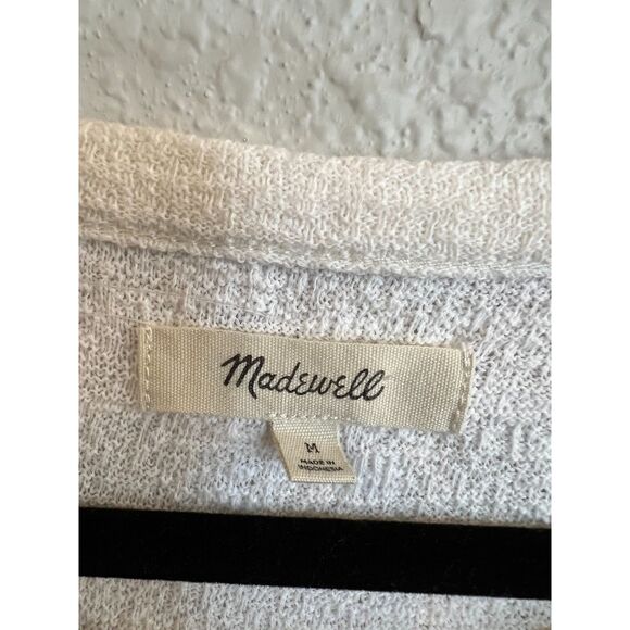 Madewell Off-White Long Flowy Sleeve Elastic Waist Top Size Medium a122 - Picture 4 of 5